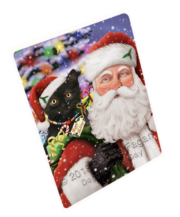 Santa Carrying Black Cat and Christmas Presents Large Refrigerator / Dishwasher Magnet RMAG82932