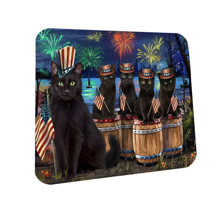 4th of July Independence Day Firework Black Cats Coasters Set of 4 CST54066