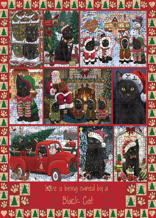 Love is Being Owned Christmas Black Cats Puzzle with Photo Tin PUZL99288