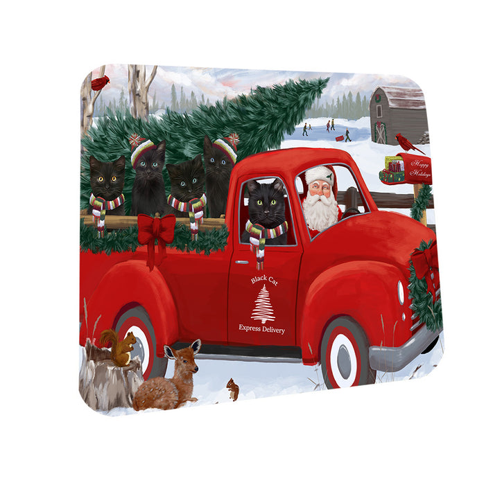 Christmas Santa Express Delivery Black Cats Family Coasters Set of 4 CST54972