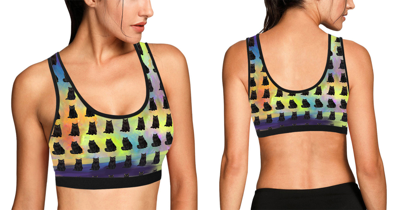 Paradise Wave Black Cats All Over Print Women's Sports Bra
