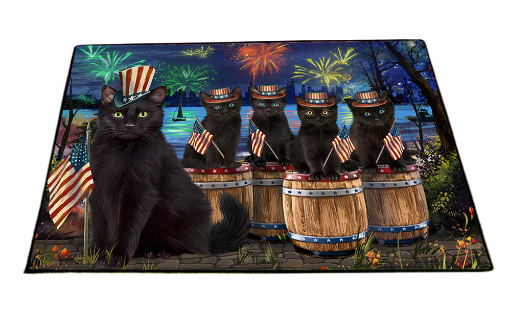 4th of July Independence Day Firework Black Cats Floormat FLMS54359