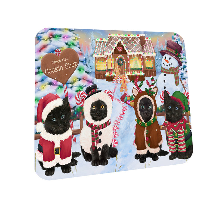Holiday Gingerbread Cookie Shop Black Cats Coasters Set of 4 CST56067