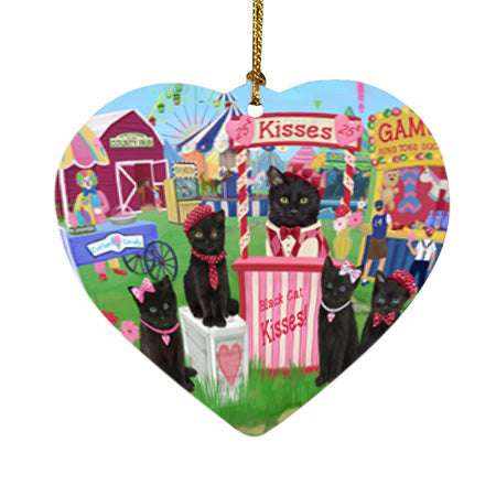Carnival Kissing Booth Black Cats Heart Christmas Ornament HPOR56250