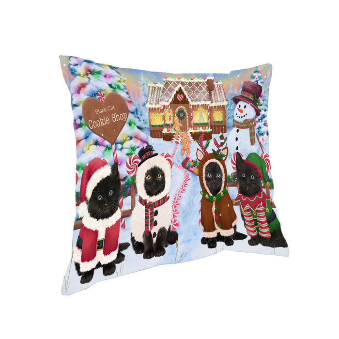 Holiday Gingerbread Cookie Shop Black Cats Pillow PIL78728