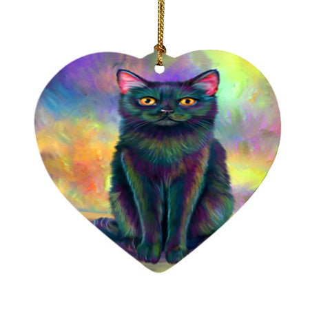 Paradise Wave Black Cat Heart Christmas Ornament HPOR56415