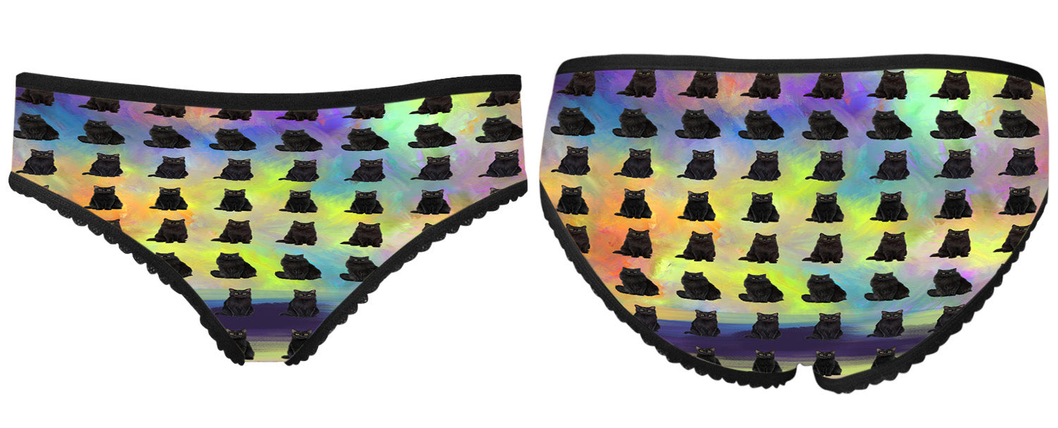 Paradise Wave Black Cats All Over Print High-cut Women's Brief
