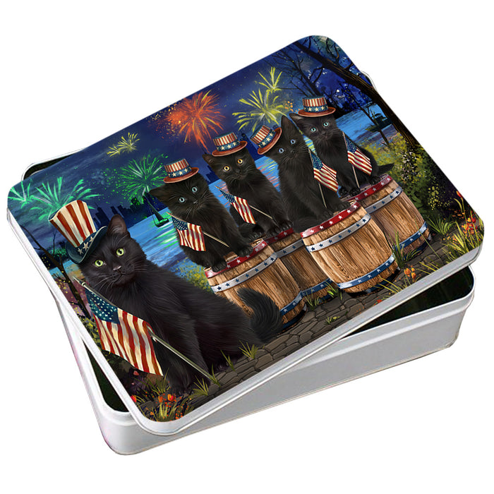 4th of July Independence Day Fireworks Black Cats at the Lake Photo Storage Tin PITN51016
