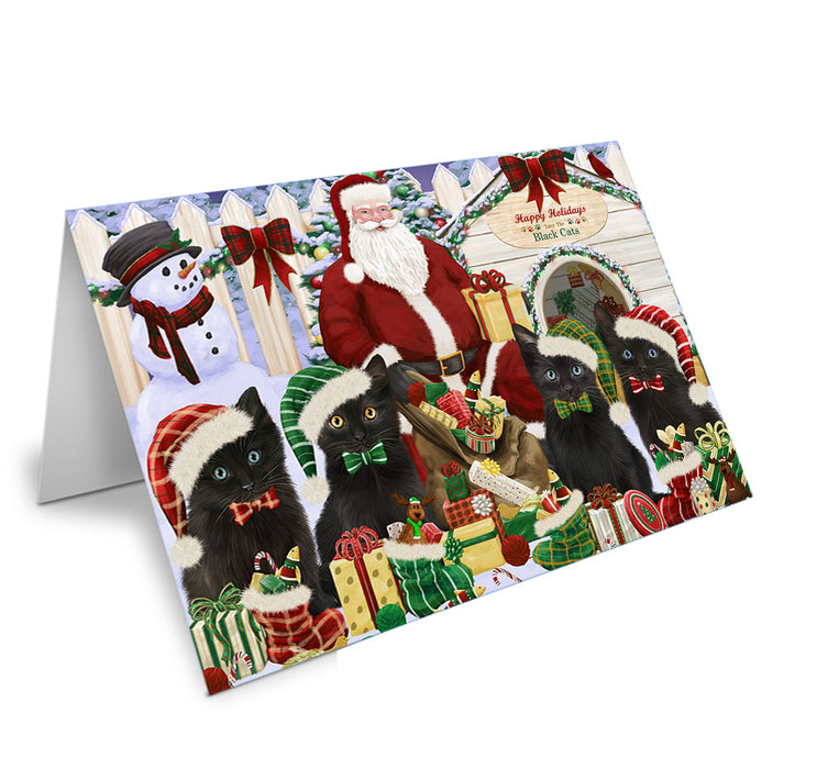 Christmas Dog House Black Cats Handmade Artwork Assorted Pets Greeting Cards and Note Cards with Envelopes for All Occasions and Holiday Seasons GCD61823