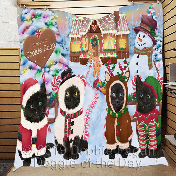 Holiday Gingerbread Cookie Black Cats Quilt