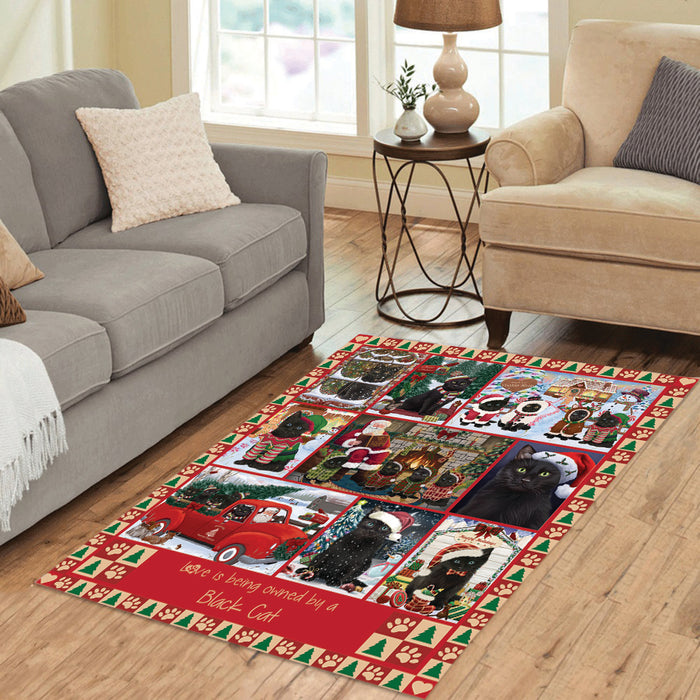 Love is Being Owned Christmas Black Cats Area Rug
