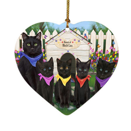 Spring Dog House Black Cats Heart Christmas Ornament HPOR52202