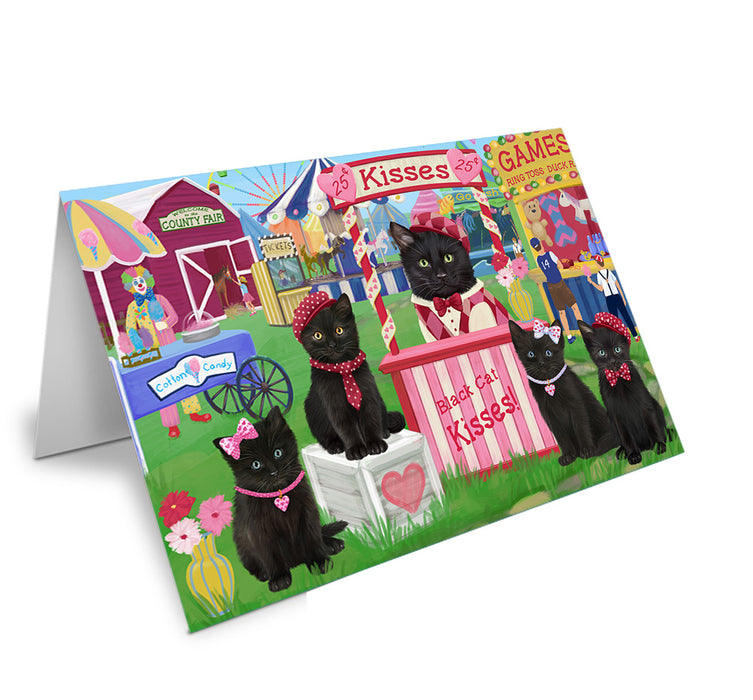 Carnival Kissing Booth Black Cats Handmade Artwork Assorted Pets Greeting Cards and Note Cards with Envelopes for All Occasions and Holiday Seasons GCD72197