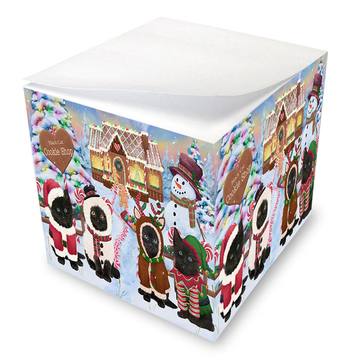 Holiday Gingerbread Cookie Shop Black Cats Note Cube NOC54181
