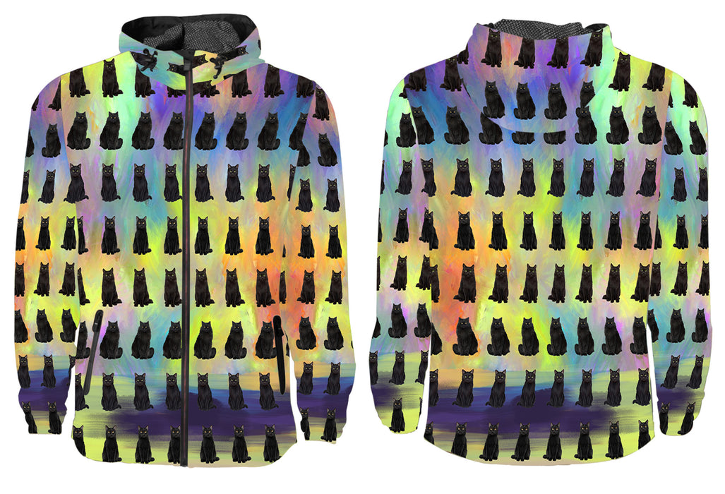 Paradise Wave Black Cats All Over Print Windbreaker for Men