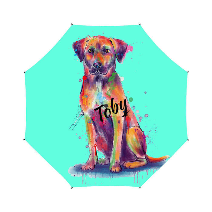 Custom Pet Name Personalized Watercolor Black Mouth Cur DogSemi-Automatic Foldable Umbrella