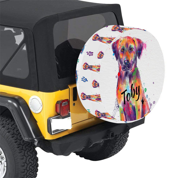 Custom Pet Name Personalized Watercolor Black Mouth Cur Dog Car Tire Cover