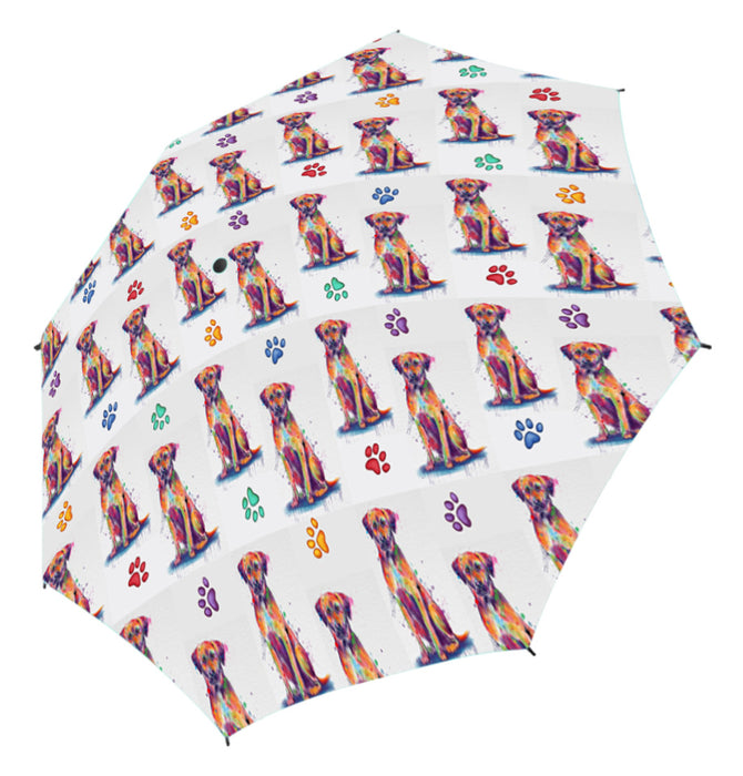 Watercolor Mini Black Mouth Cur DogsSemi-Automatic Foldable Umbrella