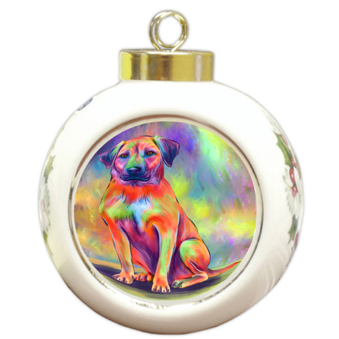 Paradise Wave Black Mouth Cur Dog Round Ball Christmas Ornament RBPOR58714