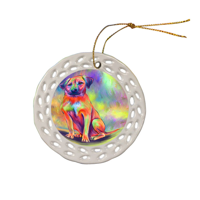 Paradise Wave Black Mouth Cur Dog Doily Ornament DPOR58381