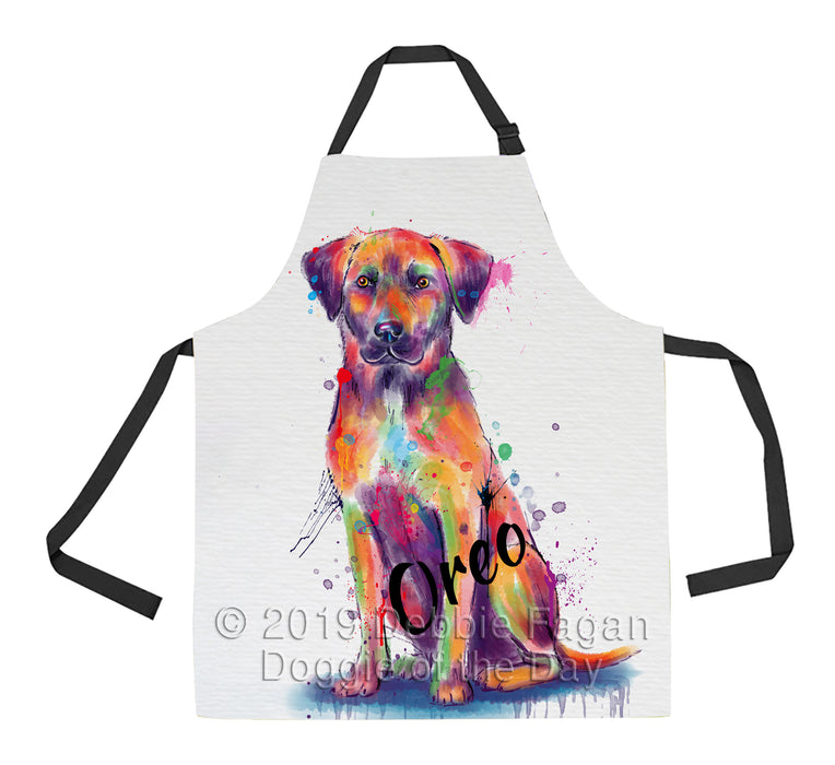 Custom Pet Name Personalized Watercolor Black Mouth Cur Dog Apron