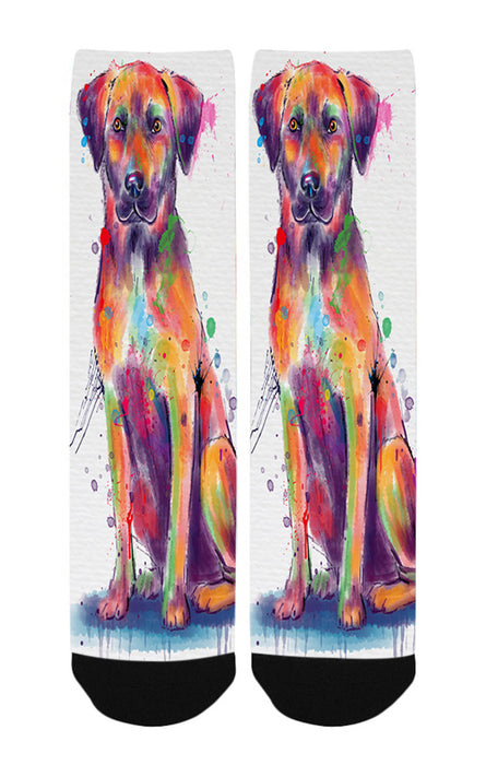 Watercolor Black Mouth Cur Dog Women's Casual Socks