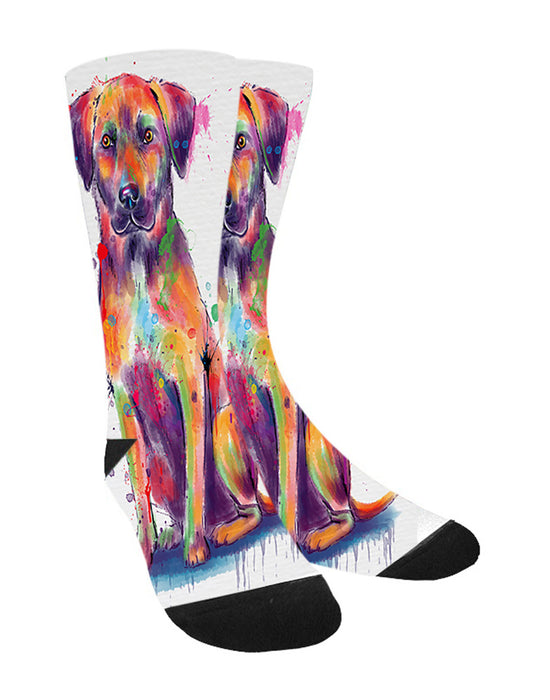 Watercolor Black Mouth Cur Dog Women's Casual Socks