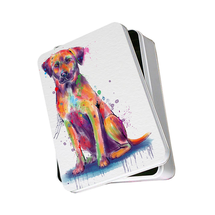 Watercolor Black Mouth Cur Dog Photo Storage Tin PITN57481