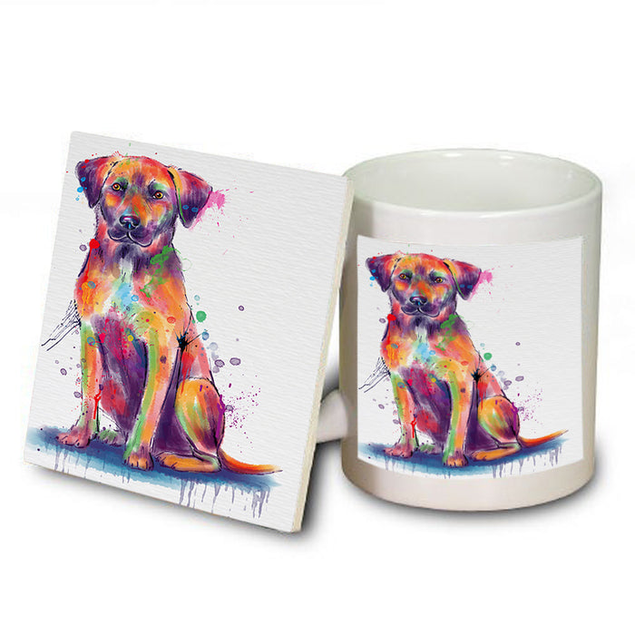 Watercolor Black Mouth Cur Dog Mug and Coaster Set MUC57530