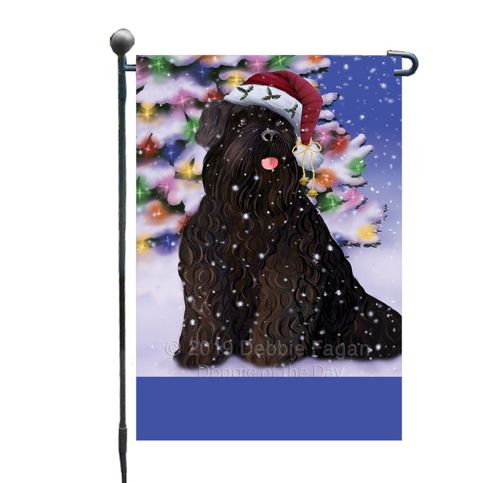 Personalized Winterland Wonderland Black Russian Terrier Dog In Christmas Holiday Scenic Background Custom Garden Flags GFLG-DOTD-A61246
