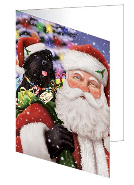 Santa Carrying Black Russian Terrier Dog and Christmas Presents Handmade Artwork Assorted Pets Greeting Cards and Note Cards with Envelopes for All Occasions and Holiday Seasons GCD70982