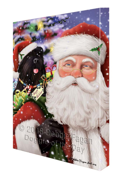 Santa Carrying Black Russian Terrier Dog and Christmas Presents Canvas Print Wall Art Décor CVS119330