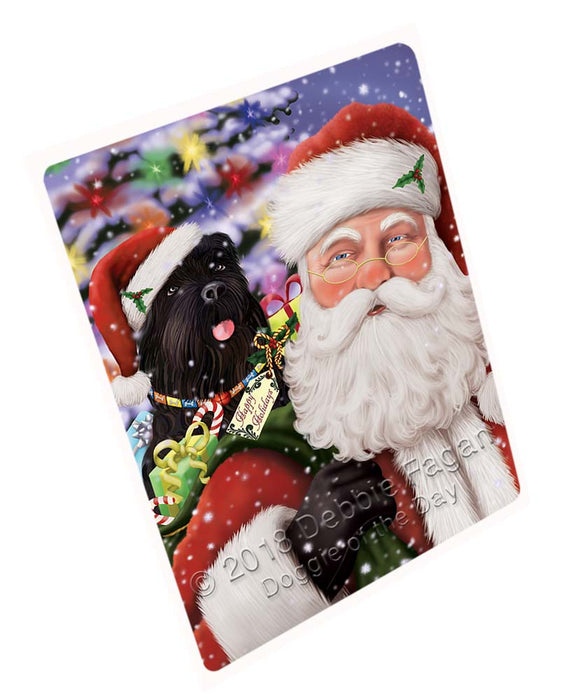 Santa Carrying Black Russian Terrier Dog and Christmas Presents Large Refrigerator / Dishwasher Magnet RMAG95202