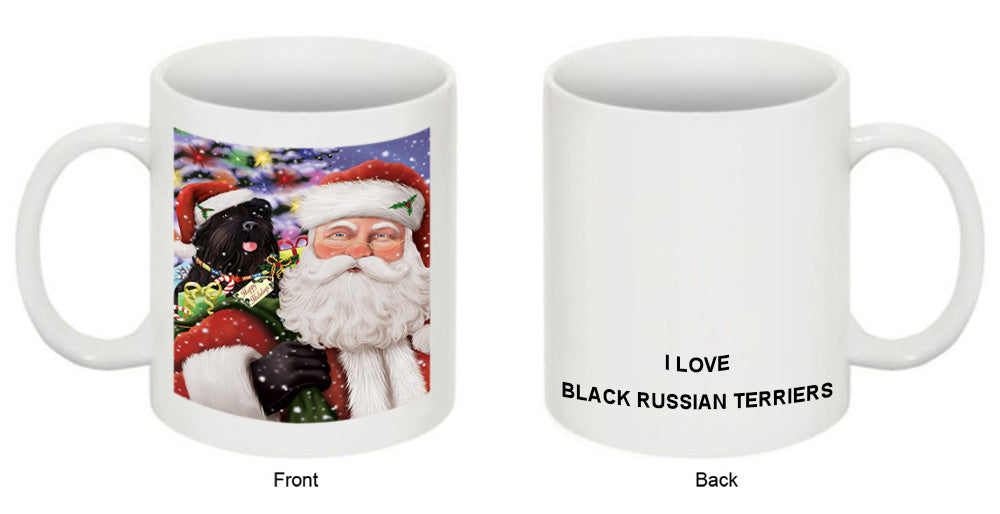 Santa Carrying Black Russian Terrier Dog and Christmas Presents Coffee Mug MUG50887