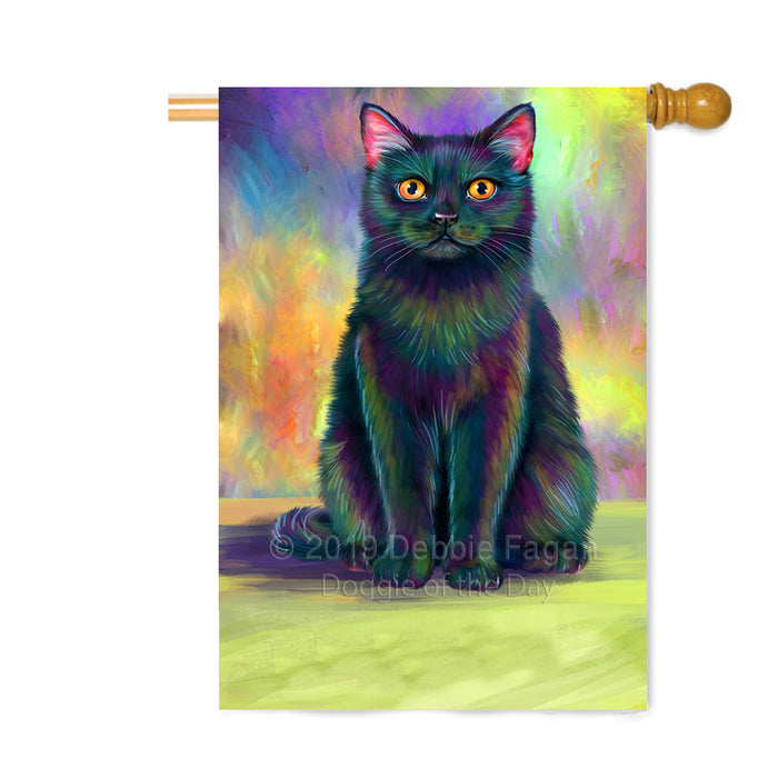 Personalized Paradise Wave Black Cat Custom House Flag FLG-DOTD-A60068