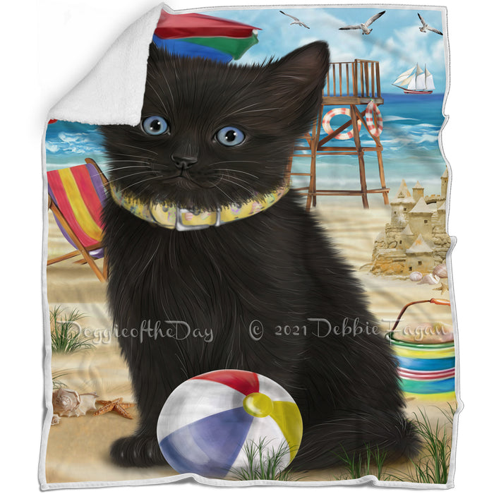 Pet Friendly Beach Black Cat Blanket BLNKT80715