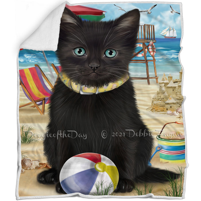 Pet Friendly Beach Black Cat Blanket BLNKT80724