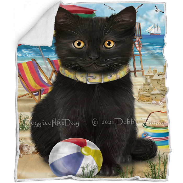 Pet Friendly Beach Black Cat Blanket BLNKT80733