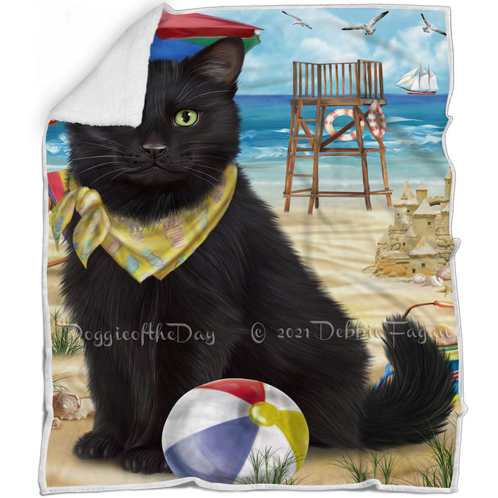 Pet Friendly Beach Black Cat Blanket BLNKT80742
