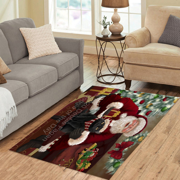 Santa's Christmas Surprise Black Cat Polyester Living Room Carpet Area Rug ARUG67384