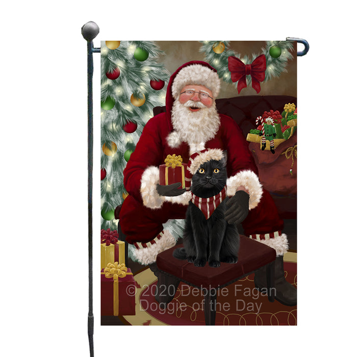 Santa's Christmas Surprise Black Cat Garden Flag GFLG66720