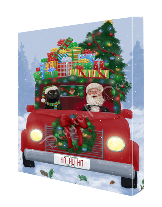 Christmas Honk Honk Here Comes Santa with Black Cat Canvas Print Wall Art Décor CVS146618