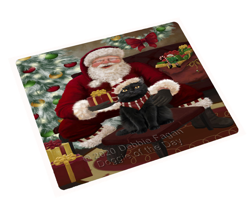 Santa's Christmas Surprise Black Cat Cutting Board - Easy Grip Non-Slip Dishwasher Safe Chopping Board Vegetables C78565