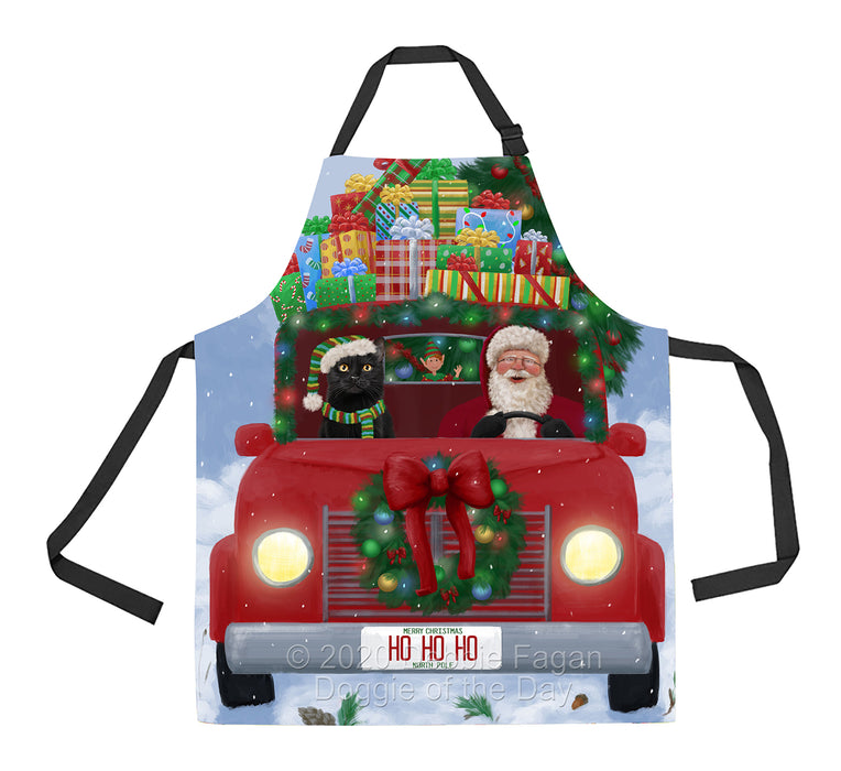 Christmas Honk Honk Red Truck Here Comes with Santa and Black Cat Apron Apron-48184