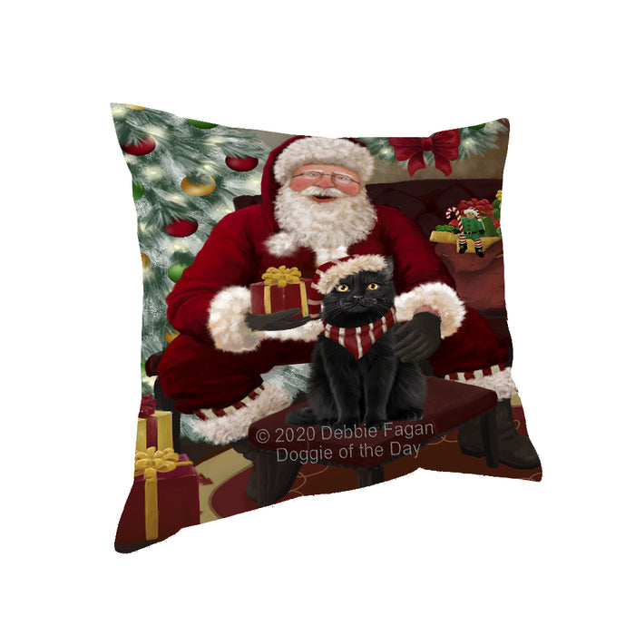Santa's Christmas Surprise Black Cat Pillow PIL87100