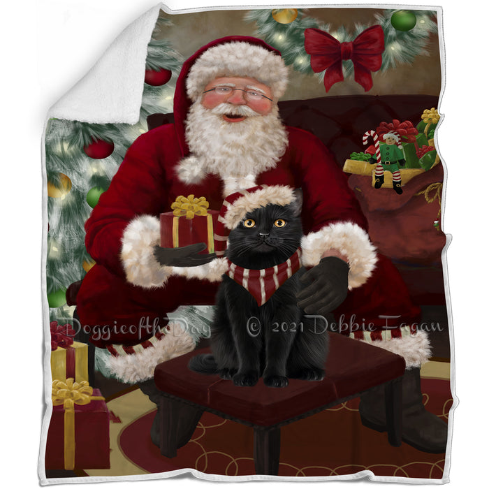 Santa's Christmas Surprise Black Cat Blanket BLNKT142108