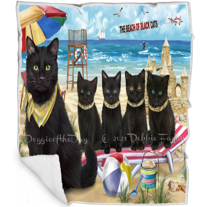 Pet Friendly Beach Black Cat Blanket BLNKT80751