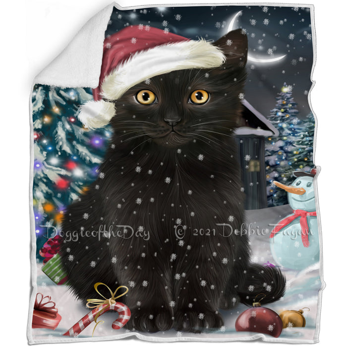 Have a Holly Jolly Black Cat Christmas Blanket BLNKT81489