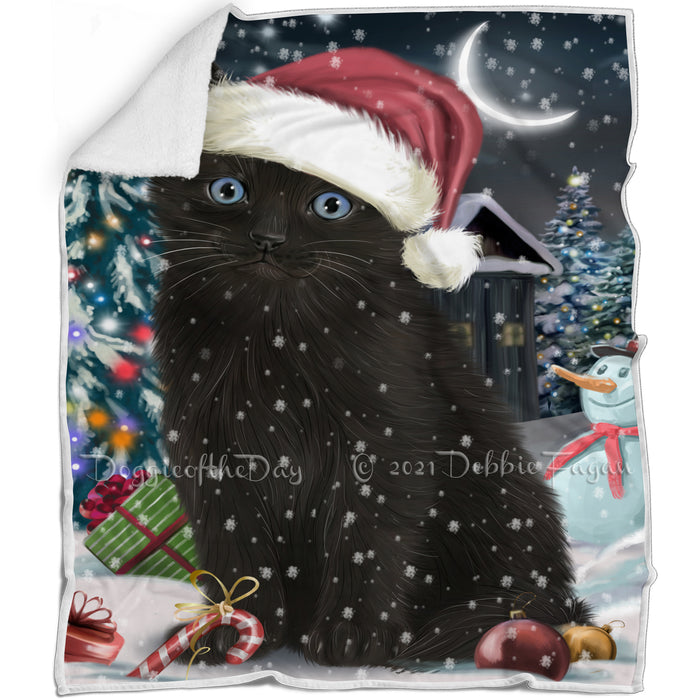 Have a Holly Jolly Black Cat Christmas Blanket BLNKT81498
