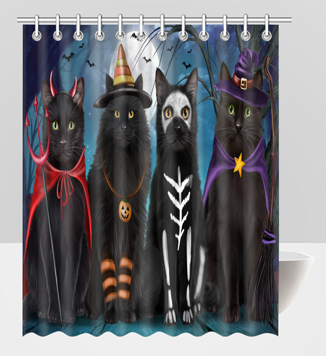 Halloween Trick or Teat Black Cats Shower Curtain